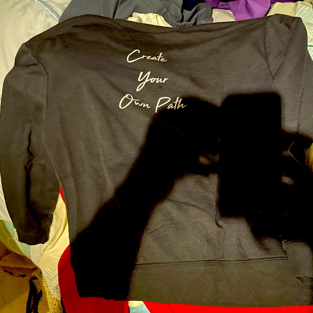 Sweatshirt, black, and gray create your own path